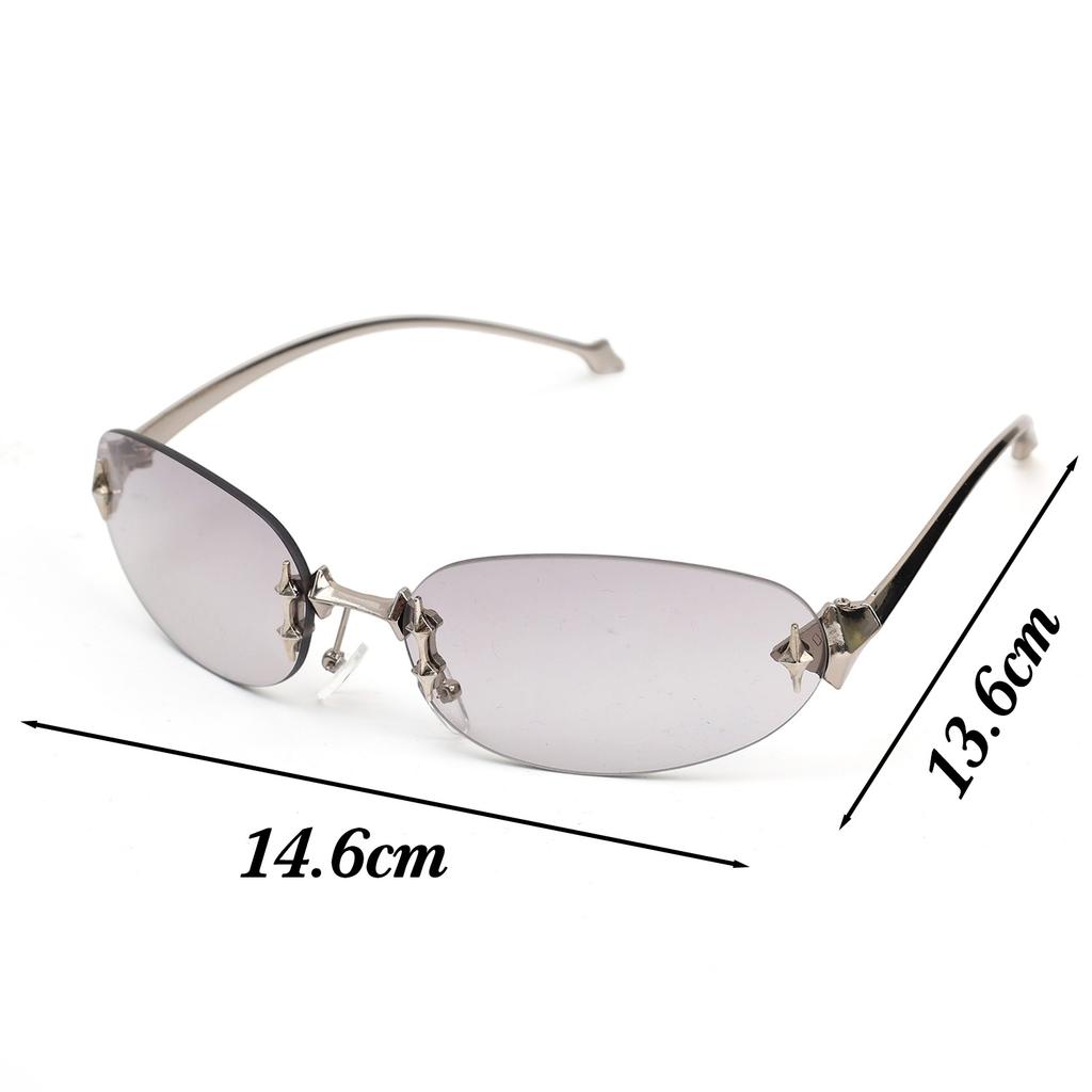 Women Girls Korean Y2K Square Frameless Anti Blue Light Glasses High-end and Spicy Style Sunglasses