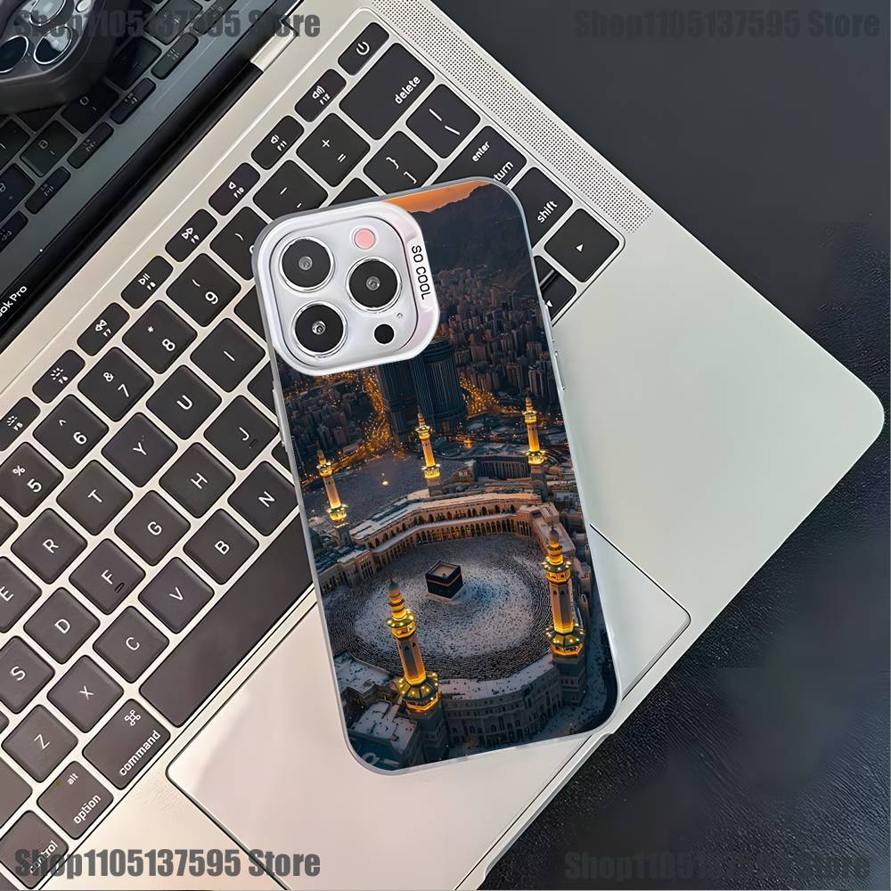 Moslimský a Kaaba Pouzdro na telefon Pro iPhone 17,16,15,14,13,12,11,Pro,XS,Max,Plus,Mini,SE4,E Bílé Matné Nárazuvzdorné Kryt
