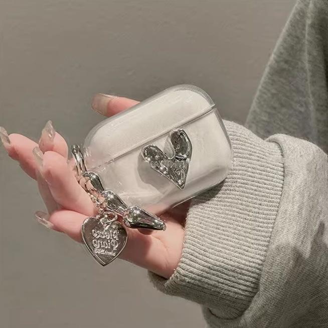 Трехмерный гальванический кулон-сердце для защитного чехла Apple AirPods Pro 1, чехол для наушников AirPods третьего поколения