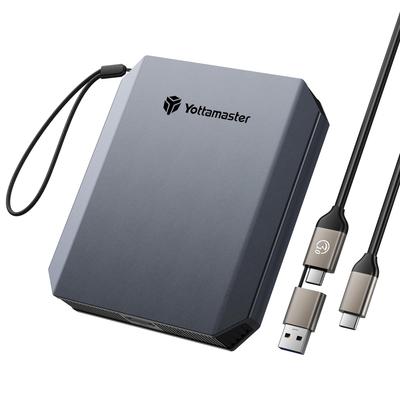 Yottamaster External SSD Maximum 2 In 1 Cable Strap Portable SSD Small and Lightweight Compatible with iPhone 256GB, 460MB/s, USB-C/A & Included,