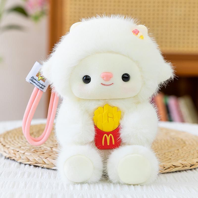 Cute Good Night Lamb Doll Food Series Keychain Children's Company Plush Pendant Girl's Birthday Gift