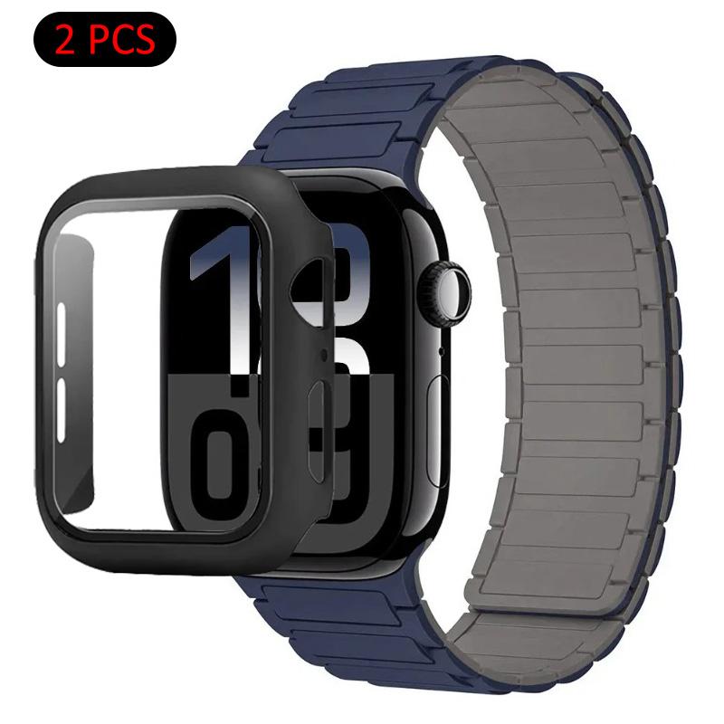 Silicone Strap+Case For Apple Watch Ultra 3/2/1 49mm 11 10 46mm 42mm Magnetic Band iWatch 9 8 7 45mm 41mm 6 5 SE 44mm/40mm Cover