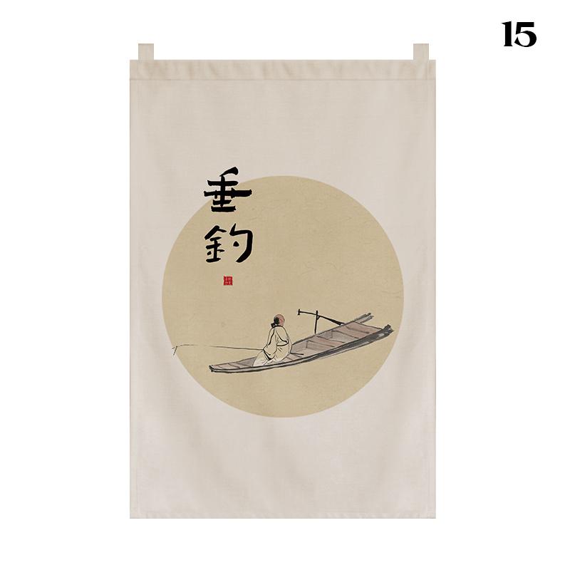 Chinese Style Short Door Curtain Drapes Kitchen Partition Restaurant Tea House Hanging Curtain Pennant Izakaya Decor Shop Sign