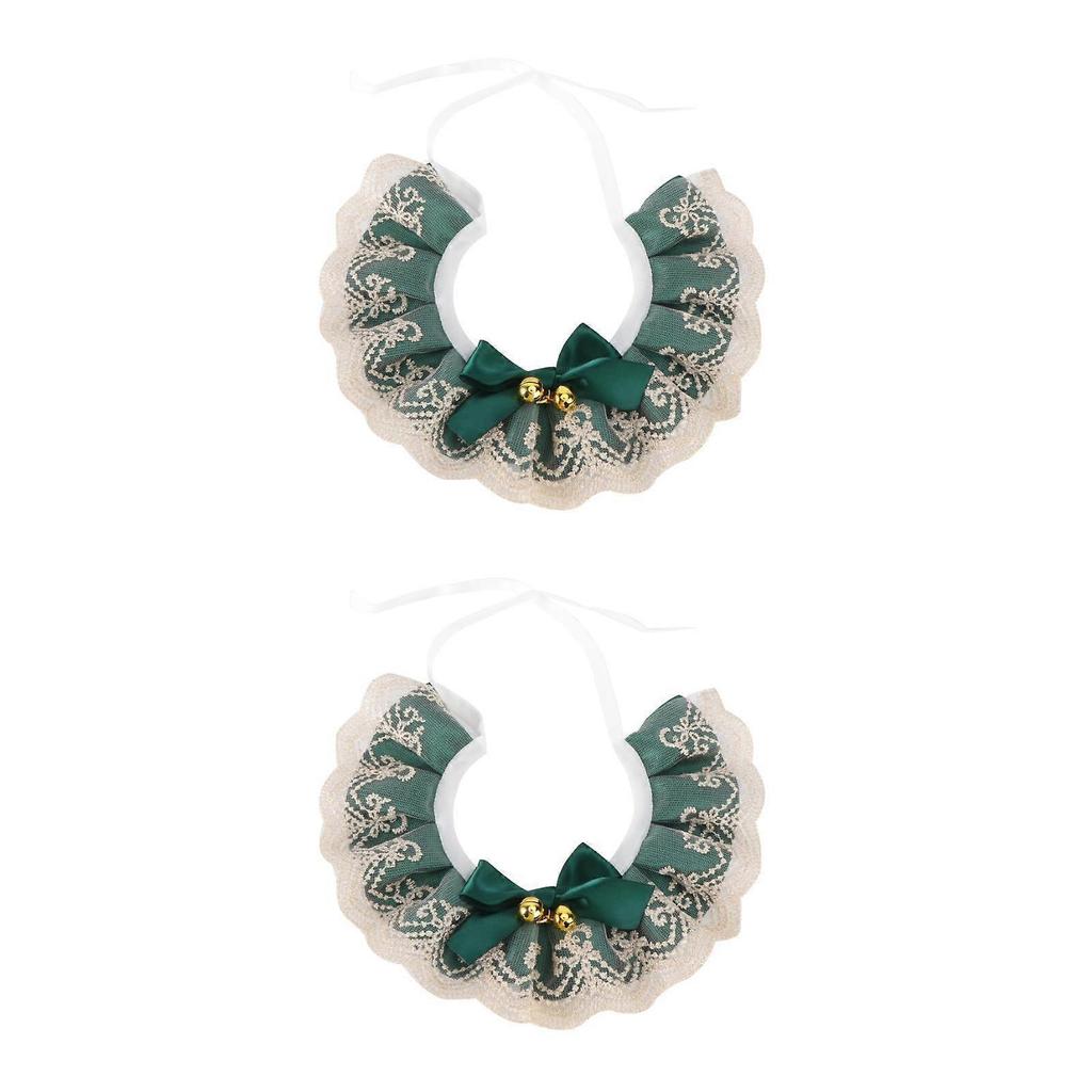 Lace Pet Scarf Bell Collar for Pets 2Pcs Practical Cat Dog Rabbit Neckerchief