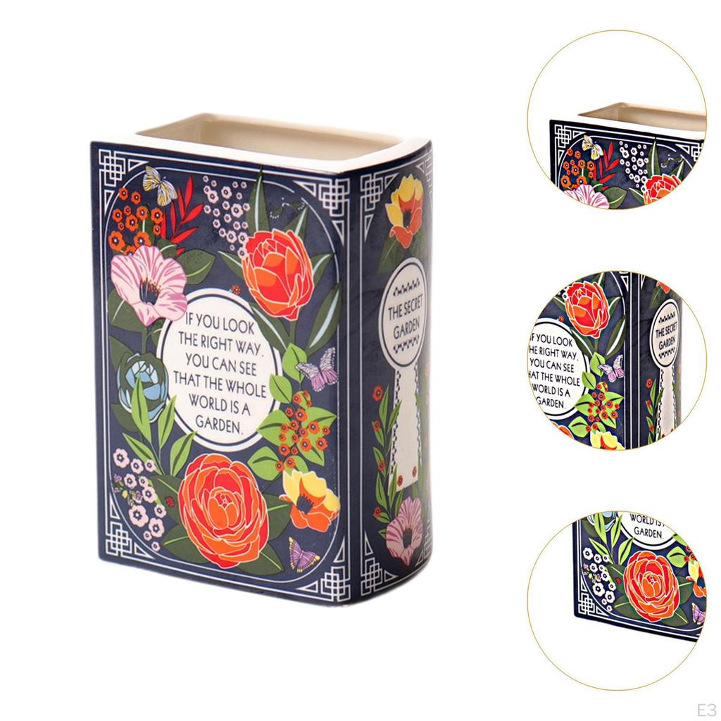 Ceramiczny Wazon na Kwiaty Doniczka Design Książki Aranżacja Kwiatowa do Przedpokoju Świąteczna