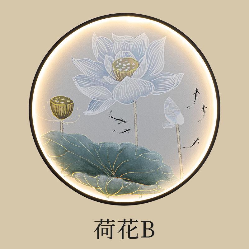 Chinese Style Wall Lamp Living Room Decoration with Light Crystal Porcelain Mural Home Decor Round Zen Free Wiring Porch Light