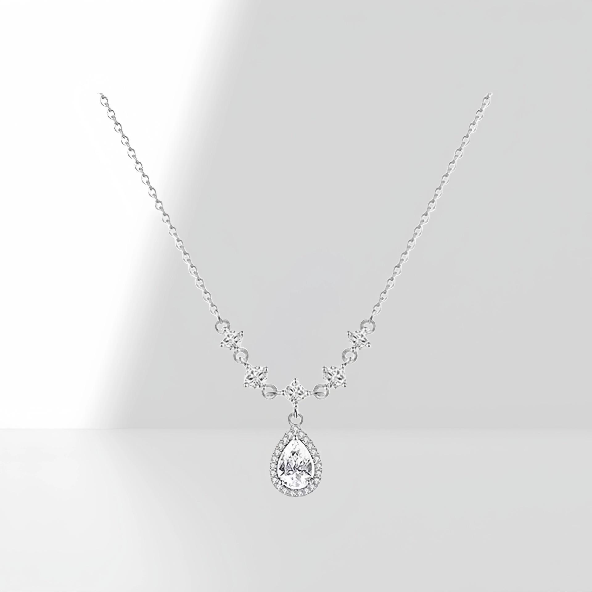 Ожерелье «Слезы русалки» с цирконом: Женская роскошная ключичная цепочка, идеальный подарок на день рождения лучшей подруге