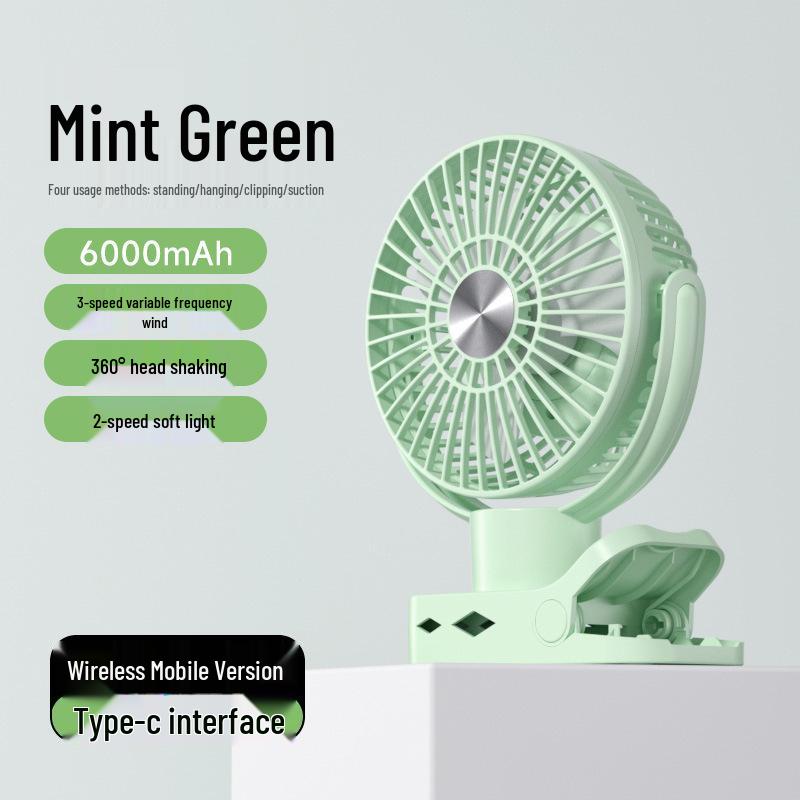 

Auto-Oscillating Clip Fan with Night Light and Aroma Diffuser for Baby, Desktop, Dormitory, or Hanging Use 221x175x83 mm
