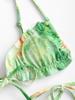 ZAFUL Tie Dye Auspicious Clouds Lettuce Trim String Bikini Swimwear