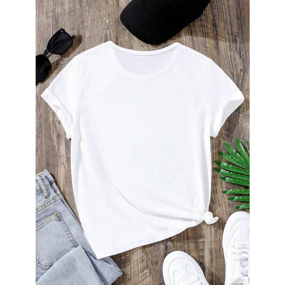 Cartoon Smiley Face Print Short-sleeved T-shirt Casual and Versatile Style Suitable for Children's Outings and Daily Wear