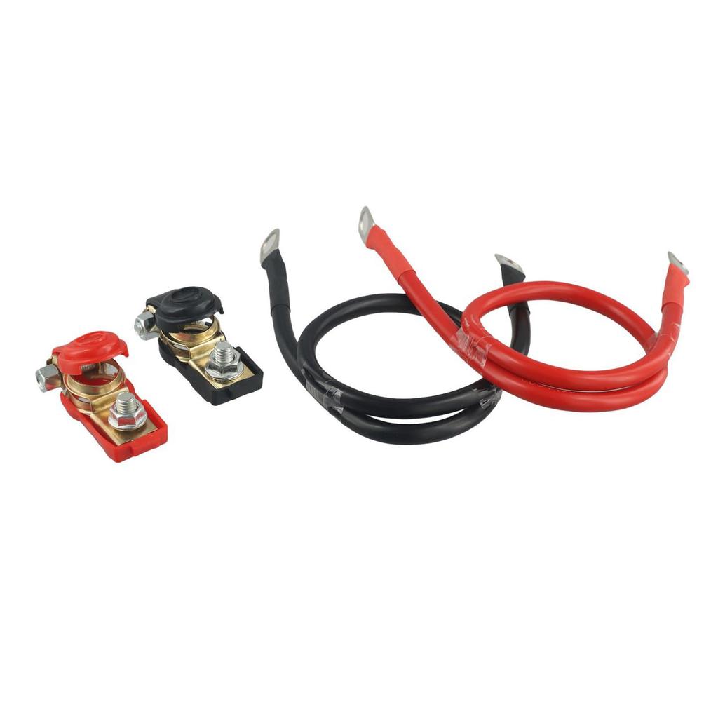 Complete Set of 2 Battery Cables with M8 Connectors 50cm Length 16mm2 5AWG for 12V For Car and Solar Batteries