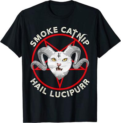 Hail Lucipurr Smoke Catnip Funny Satanic Cat Pun Tricou unisex