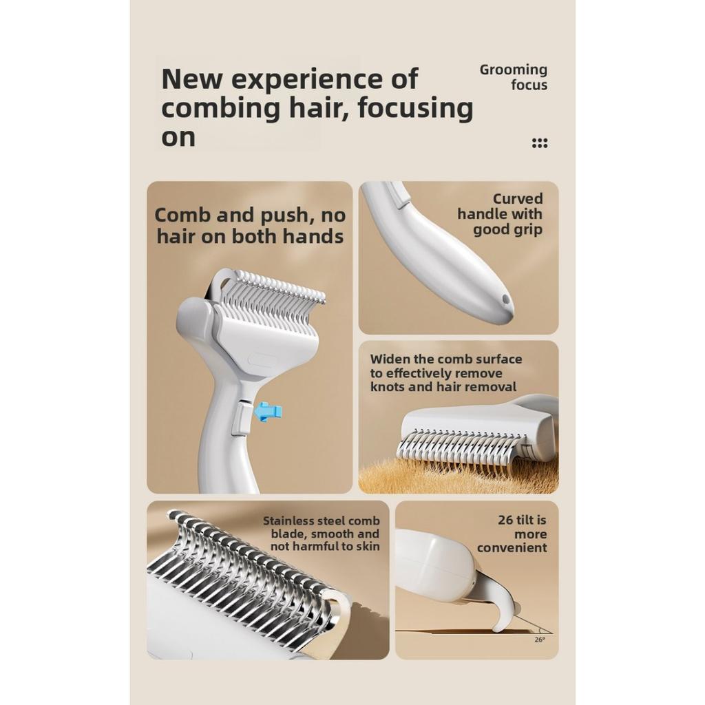 Tierknotenkamm, Katzenspezifischer Kamm für lose Haare, Hundeenthaarungswerkzeug, Edelstahl-Katzenhaarreinigungsbürste