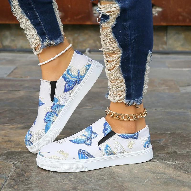 Fashion 2024 High Quality Ladies Shoes Plus Size Women's Flats Fashion Printing Casual Flat Shoes New Round Toe Flat Low Heels Zapatos