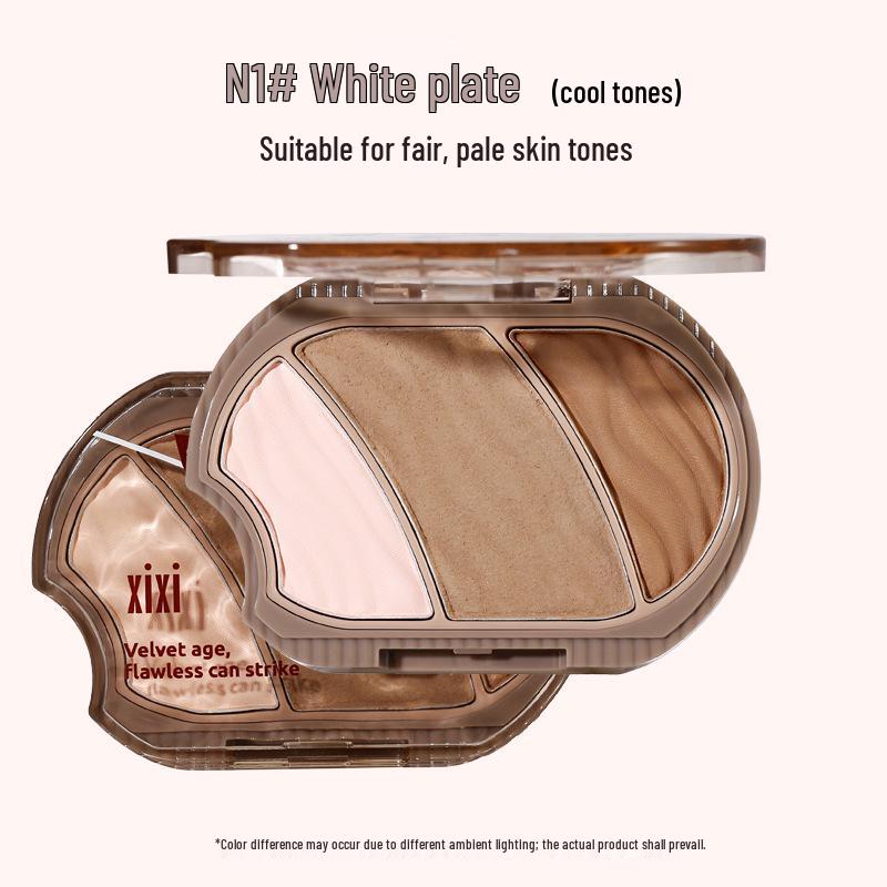 Xixi Light & Shadow Beginner-Friendly Highlight & Contour Palette - Low Saturation, Fine Powder