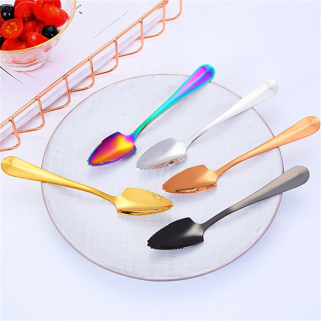 Stainless Steel Grapefruit Spoon for Citrus Fruit Watermelon Dessert Spoon Serrated Edge Ice Cream Dessert Spoon Kitchen