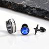 3pcs Black Stainless Steel Stud Earrings for Men,Anti Allergy Blue Crystal Zircon Stud Earrings,Piercing Earring Jewelry Set