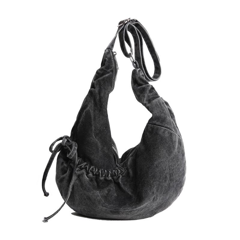Commute Denim Large Capacity Women s Shoulder Bags 2026 High Quality Mature Retro Women s Bag Casual Versatile Crossbody Bags чёрный
