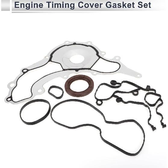 Engine Timing Cover Gasket Set TCS46162 for Jeep Wrangler 2012-2016 3.6L 3.2L Long-lasting Sealing Chain Case Cover Gasket Rubber,Metal 1 Set