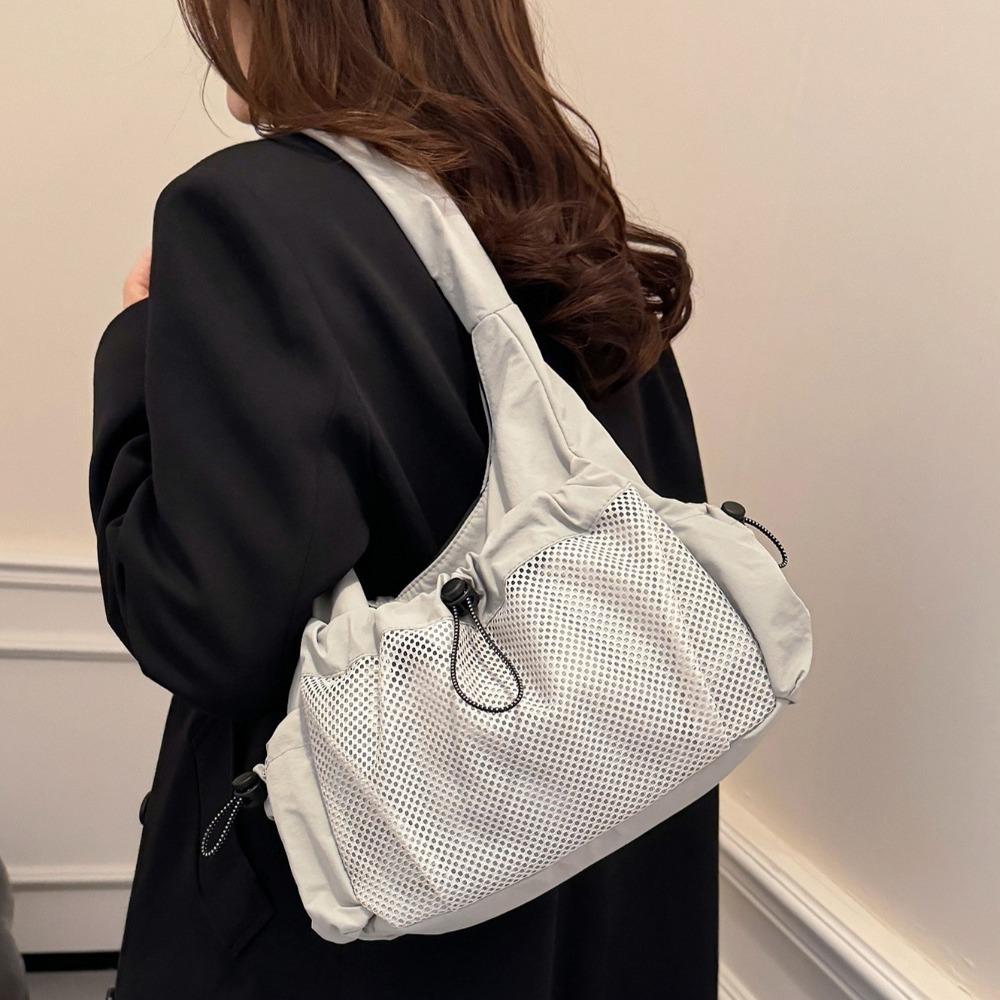 Soft Nylon Pleated Crossbody Bag Korean Style Sports Shoulder Bag Underarm Tote Bag Travel