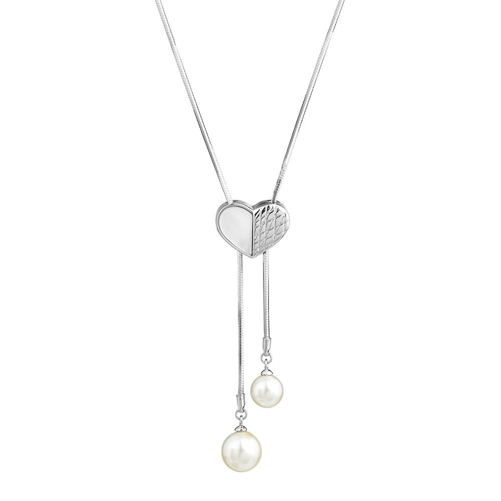 Factory Autumn And Winter Magnetic Suction Love Pull Long Necklace Women'S Fashion Versatile Love Pearl Pendant Sweater Chain