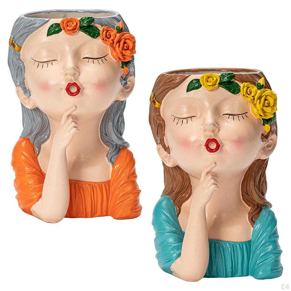 Flower Pot Sculpture Fresh Unique Bust Vase with Hole for Home Decor Outdoor
