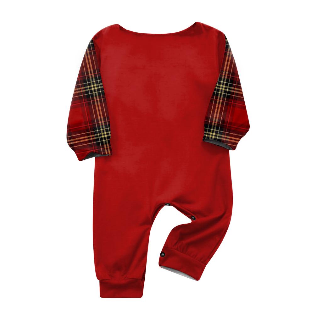 Christmas-print long-sleeve and long-pant matching family loungewear set