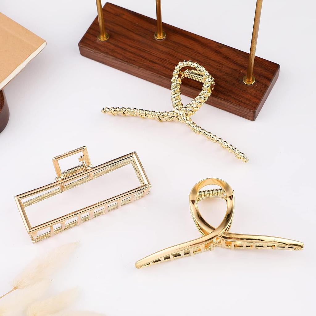 3pcs Elegant Metal Big Claw Clip for Heavy Hair, Strong Hold Big Non Slip Hair Clip for Long Hair, Fashion Styling Accessory, Fo