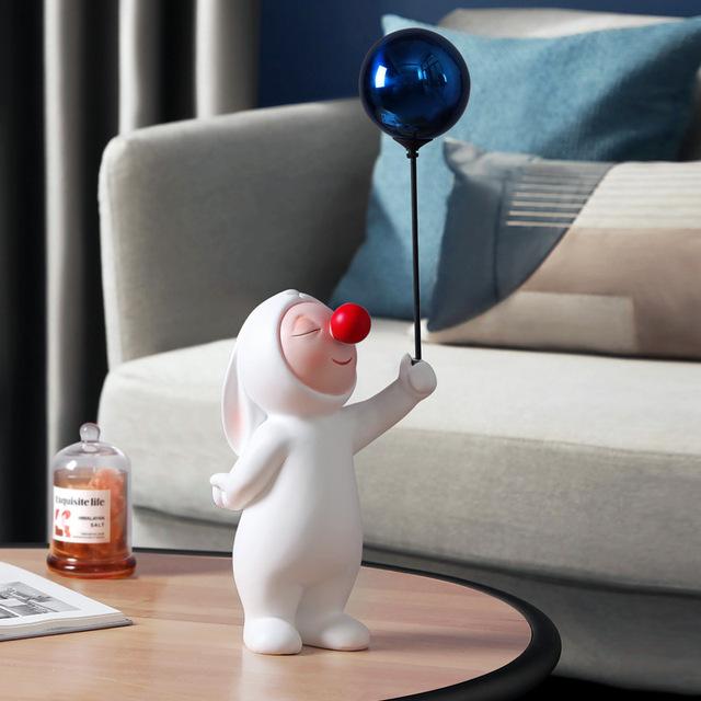 Modern Cute Multi Gesture Balloon Rabbit Bear Resin Statues Ornaments Children Room Accessories Home Cafe Desktop Figurine Decor