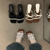 Niche Thick-heeled Temperament French High-end Outer Slippers Women's Shoes 2025 Summer High-heeled Evening Wind Sandals