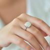 Adjustable Open Ring Women Men Vintage Style Geometric Square Jade-Inspired Copper Statement