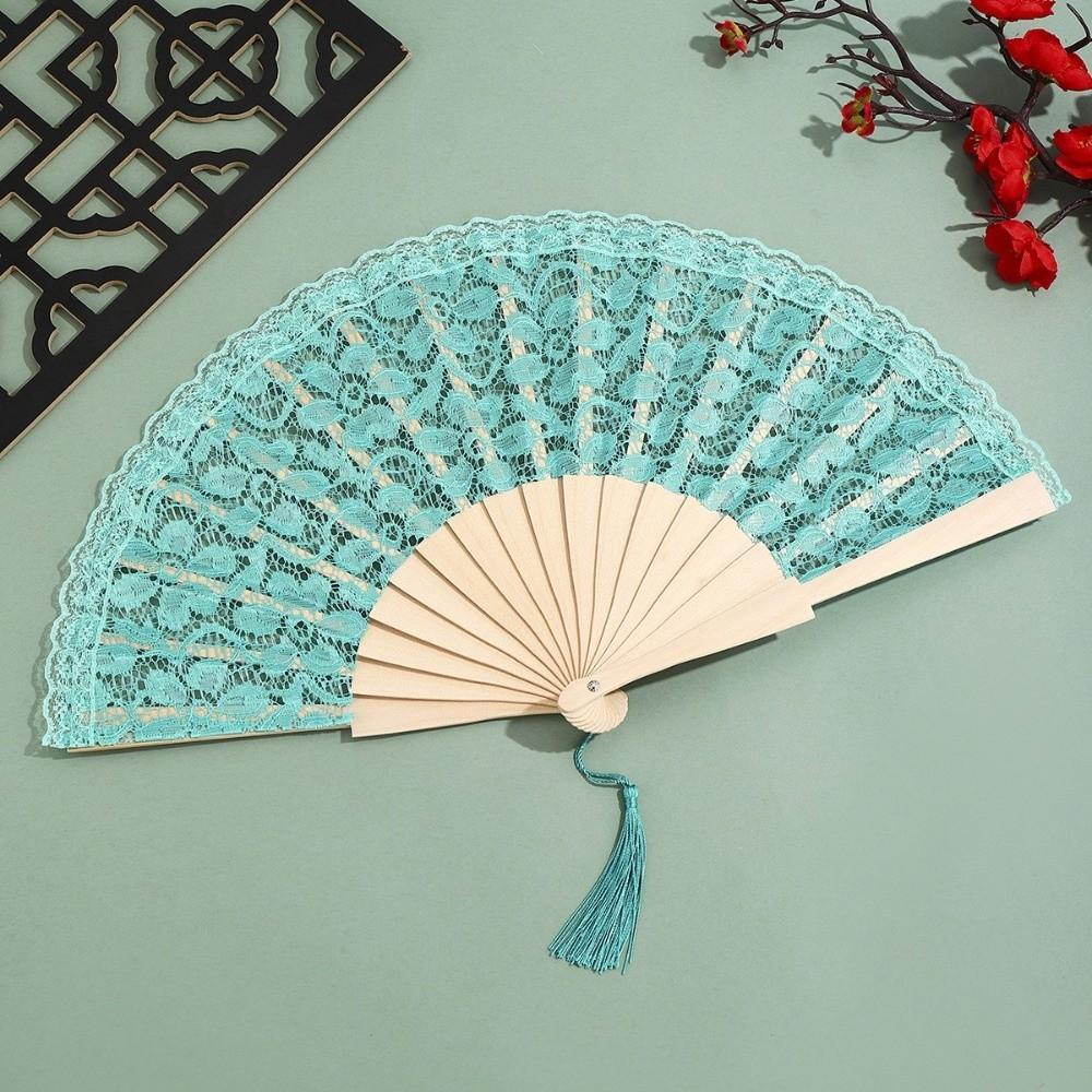 Vintage Lace Trim Folding Fan Handheld Dance Fan Exquisite Classic Fan  Artistic Performances