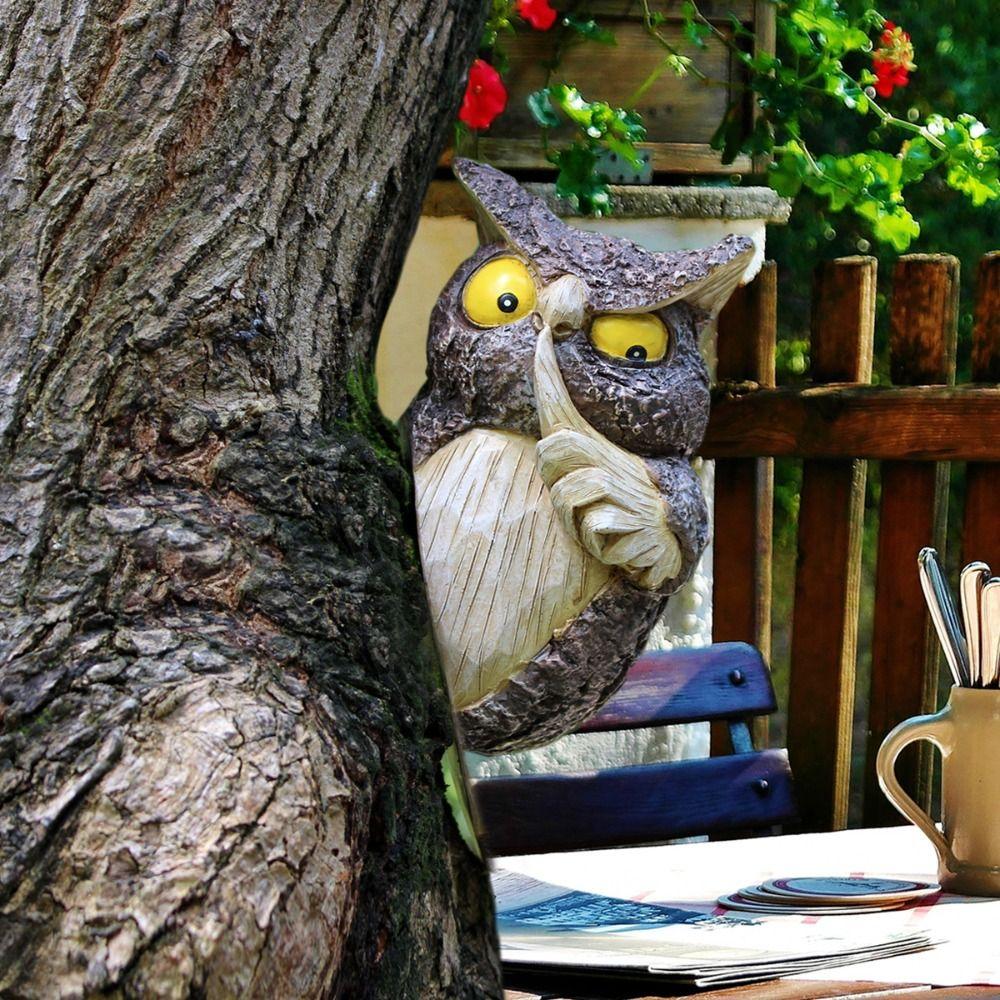 Resin Owl Tree Hanging Simulated Miniature Figurine Sculpture Animal Ornaments Statue Gift