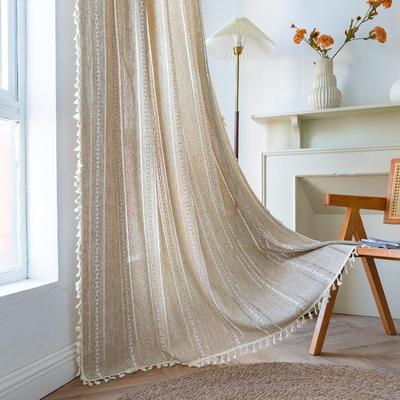 Rideau Bohème Maison pour Chambre à Coucher Salon, Filtrant la Lumière Style Campagne Française Ferme Vintage Chic Franges Traitement de Fenêtre Creux Draperie Bohème, 1 pièce