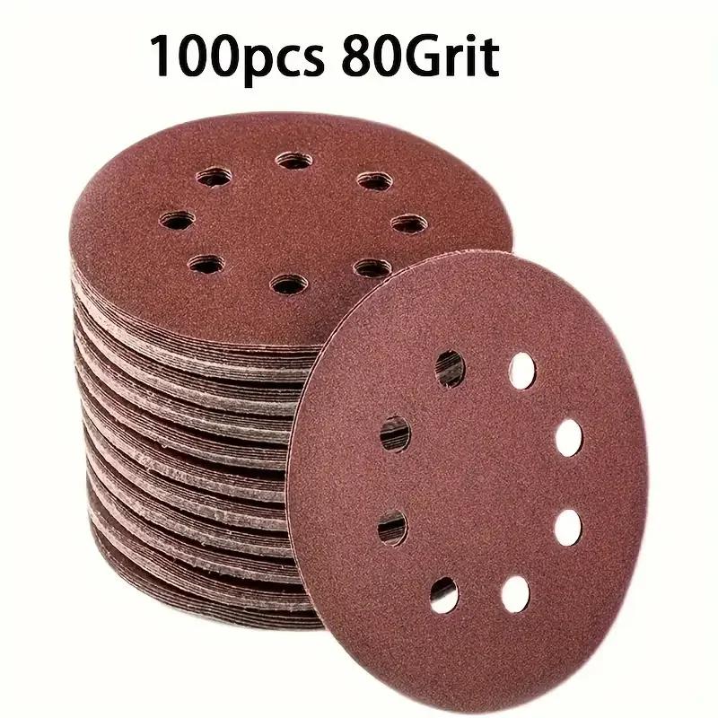 

5 80 Grit Aluminum Oxide Sanding Discs - 8 Hole Hook Loop for Air Grinder Metal Wood Polishing (Red Velvet)