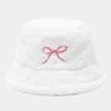 Women S Bow Embroidered Plush Bucket Hat Winter Outdoor Fashion Sun Hat