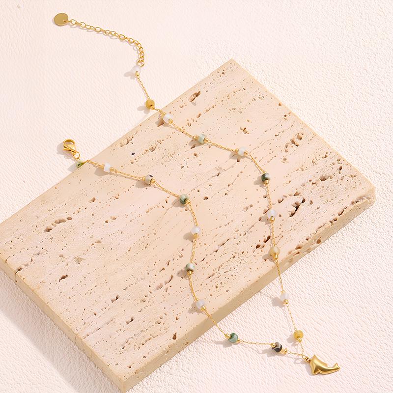 Goldener Delfin Titanstahl Halskette - Meeres Schlüsselbein Kette Edelstahl Schmuck für Damen