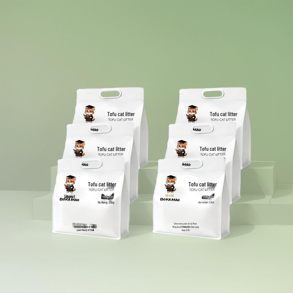 Boca Cat Deodorizing Tofu Litter, White Tea Scent, Dust-Free & Clumping, Indoor Use Only, 15kg.