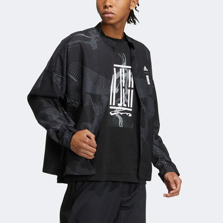 adidas Jackets Men's Black Stand Collar Moderate Other (Unisex) Jackets HE5144