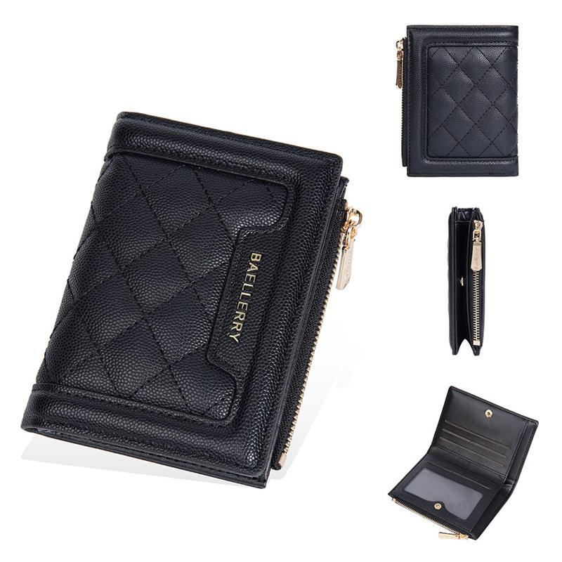 

Baellerry женские короткие кошельки модный дизайн держатель для карт для женщин и девочек двойной кошелек мини-кошелек денежные сумки 12.5cm*9.5cm*2.5cm чёрный