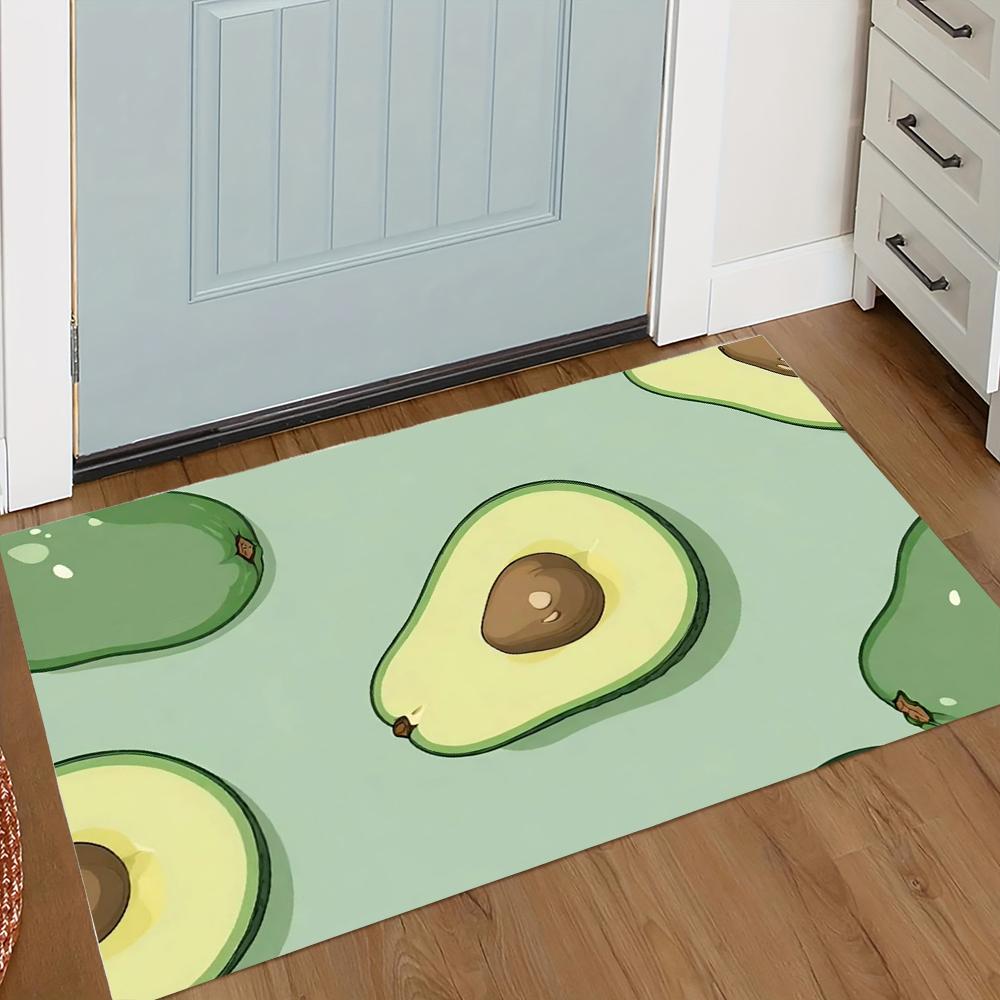 Cartoon Avocado Pattern Door Mat Washable Anti-slip Entryway Rug for Kitchen Bathroom Indoor Home Use Decoration Chambre