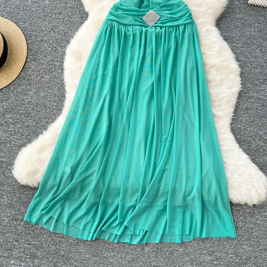 Summer Women Sexy Deep V-neck Halter Open Back Long Maxi Chiffon Holiday Beach Dresses