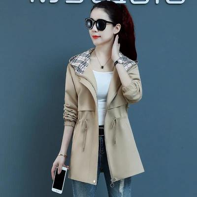 Women's Jacket Trench Coat Korean Spring Autumn Loose Long Sleeve Short Coats Female Windbreaker Hooded Outerwear Tops