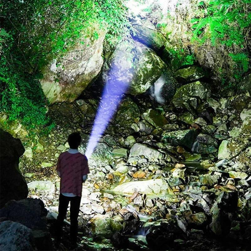 LED Super Bright Rechargeable Flashlight Waterproof Long Range Spotlight COB Light Battery Display Outdoor Camping Torch