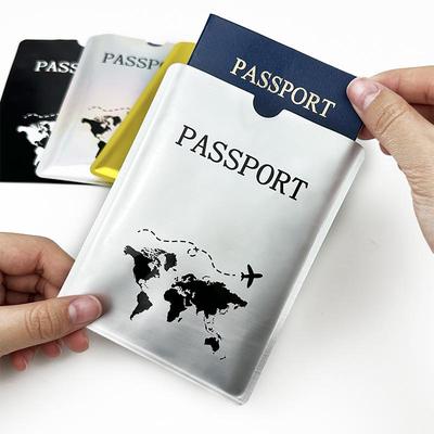 Porta passaporto antifurto in foglio di alluminio con design aereo laser
