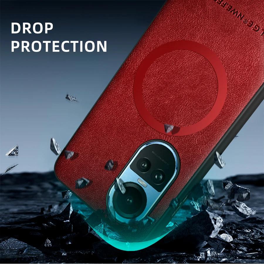 For OPPO Reno 10 10 Pro 10 ProPlus PU Leather Magnetic Ring Soft Edge Anti-Drop Anti-Fingerprint Phone Case