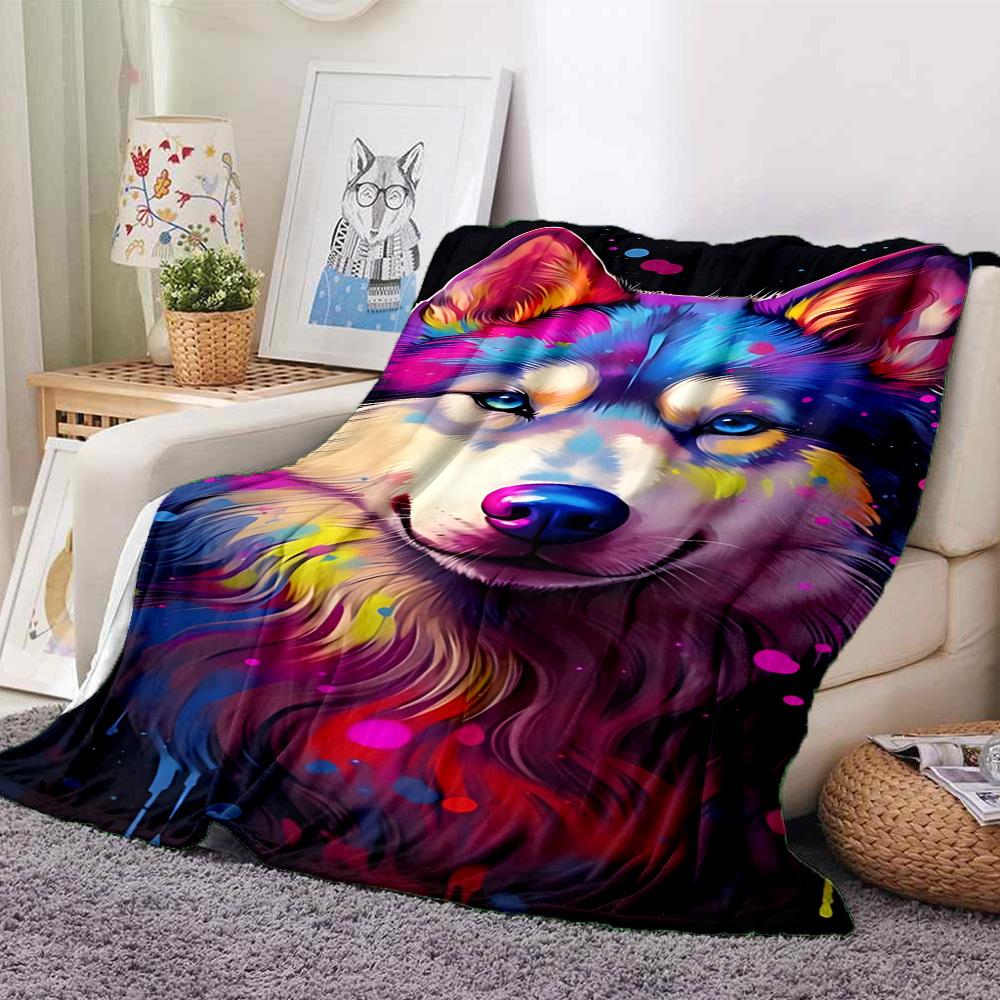 1pc Colorful Wolf Art Blanket Lightweight Blanket Throw Blanket For Sofa, Bed, Travel, Camping, Livingroom, Office, Couch, Chair yy251010067