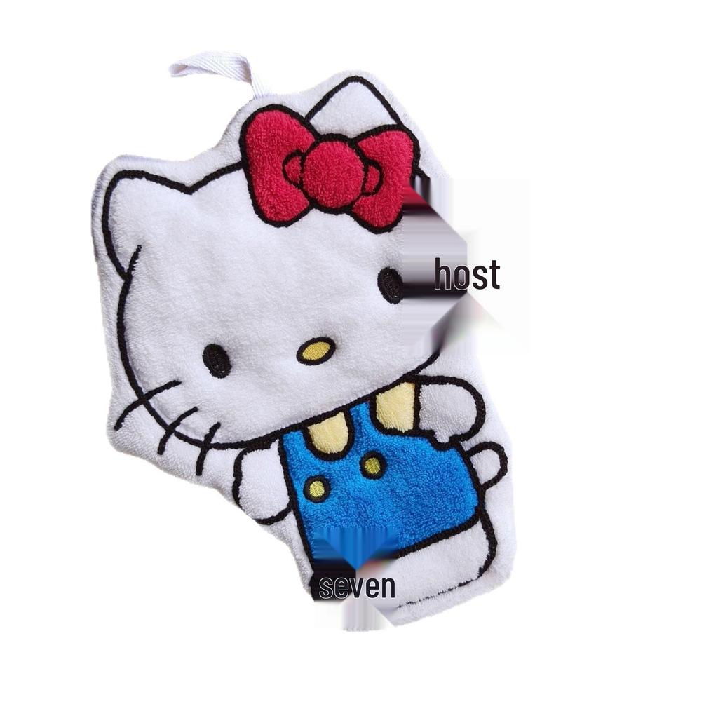 Children's Cute Cartoon Cat Hand Towel, Double-Layer Thick Coral Fleece, Hanging Design for Hand Washing
