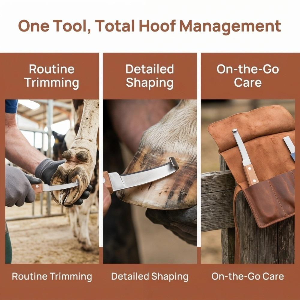 Wooden Handle Horse Hoof Tool Stainless Steel Cattle Hoof Tool Hoof Trimming Left Hand