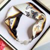Pearl Diamond Silk Scarf Korean Retro Women's Scarf Chain Magnetic Buckle Scarf  Effortless Styling